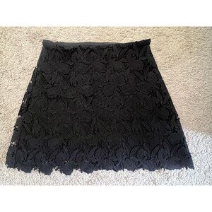 Express Lined Black Lace Skirt with Zipper Closure - Size 8